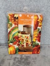 Round Fabric Tablecloth Sunflowers Autumn Fall Thanksgiving Design 70&quot; - $15.98