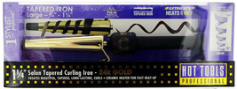Professional 24k Gold Tapered 1 1/4&quot; Curling Iron by Hot Tools - £47.87 GBP