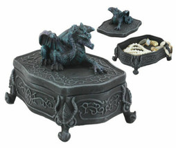 Fantasy Midnight Dragon Box Celtic Hour Of The Dragon Chest Jewelry Box Figurine - £28.05 GBP
