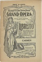 Carmen, Metropolitan Opera House Grand Opera Libretto [Staple Bound] None Given - £7.58 GBP