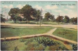 Oklahoma City OK Postcard 1909 Styles Park Path Around Flower Garden - £2.34 GBP
