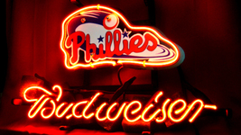 Philadelphia Phillies MLB Budweiser Beer Bar Neon Light Neon Sign  - £57.73 GBP