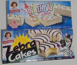 2 BOXES Little Debbie Birthday Cakes and Zebra Cakes 18 Snack Cakes - $16.99