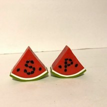 Avon Hard Plastic Salt &amp; Pepper Shakers Watermelon Wedge slices 2&quot; tall - $9.45
