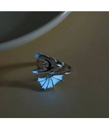 Blue and Silver Glow In The Dark dragon ring - Adjustable To Any Size - £12.44 GBP