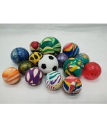 Lot Of (15) Colorful Bouncy Balls 1-2&quot; Soccer Swirl Hearts Multi Color - $22.76