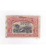 Belgian Congo, 3 Fr, 1921 Definitive Issue 1910 Overprinted "1921" Black... - $10.93