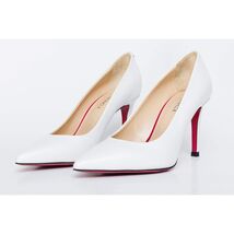 The Ege White Leather Pump Fuchsia Sole Women Shoe image 2