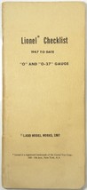 Vintage Lionel Trains O &amp; O27 Gauge Checklist Guide 1947-1967 Ladd Publi... - $6.00