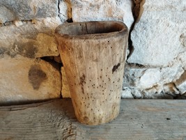 Antique Wooden Mortar, Antique Small Mortar of 19th. - $65.00