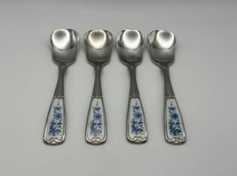 Set of 4 BLUE DANUBE Stainless Steel with China Insert Ice Cream Spoons - £93.71 GBP