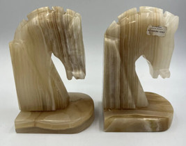 Horse Head Bookends Carved Figure Onyx Natural Stone Onix Mendoza Mexico - $32.99