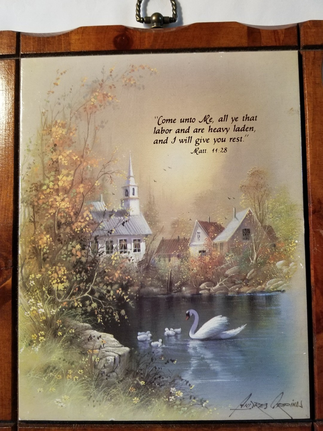 Andres Orpinas ~ Wooden Plaque ~ Wall Decor ~ Matthew 11:28 ~ 9" x 11" Item image 2