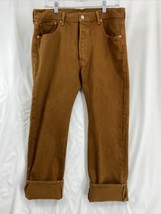 Levis 501 Jeans Mens 34x30 Brown Button Fly Classic Fit Denim Straight - $25.64