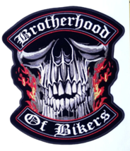 Brotherhood Of Bikers Iron On Sew On Embroidered Back Patch 10 1/2&quot; x 11... - £19.12 GBP