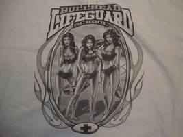 Bullhead Lifeguard School Sexy Cute Girls Beach White Cotton T Shirt Size 2XL - £13.43 GBP