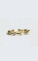 1CT Moissanite Wedding Band 14k Yellow Gold Plated Stackable Eternity - £68.93 GBP