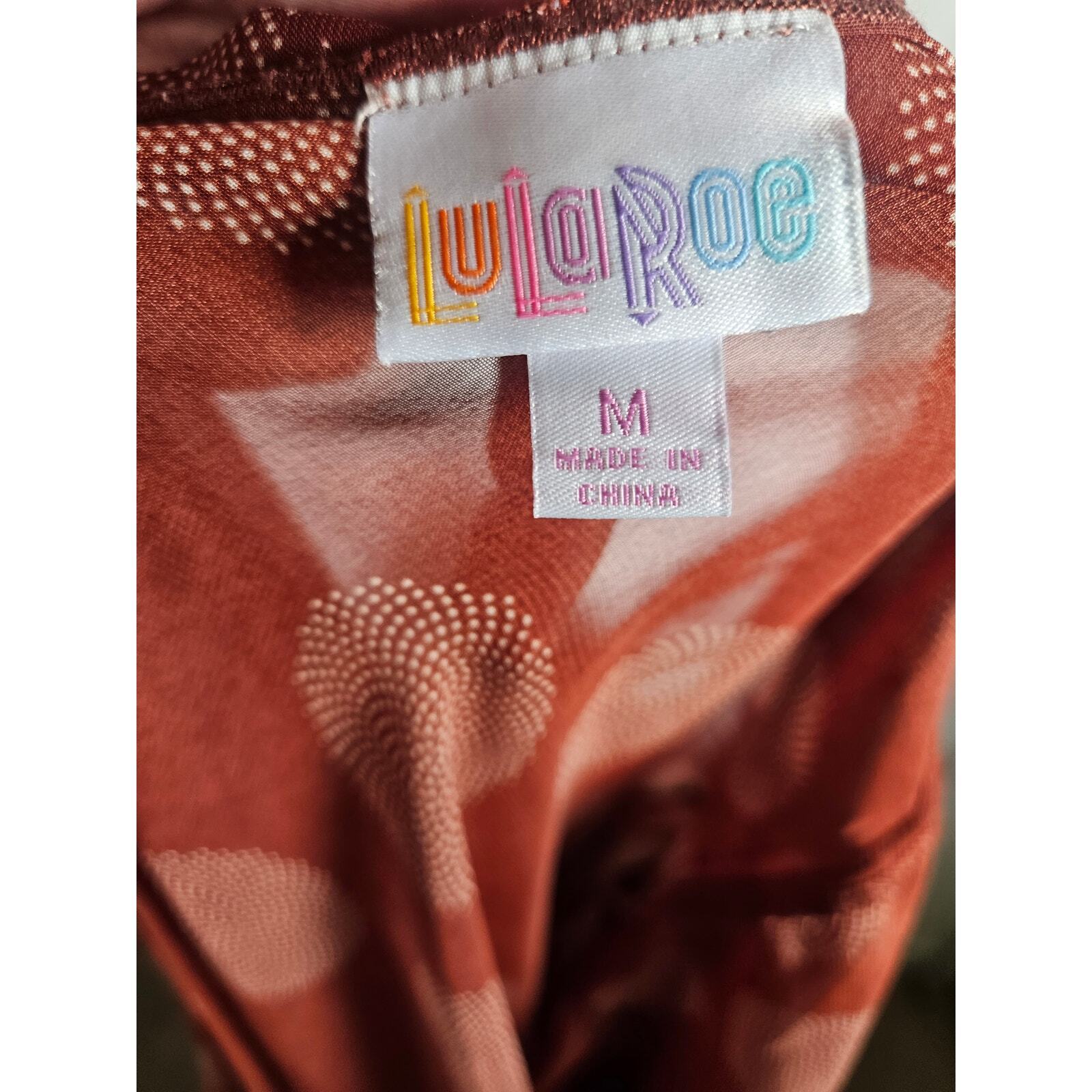 LuLaRoe Women's Lightweight Cardigan Size Medium Brick Red and White Item image 6