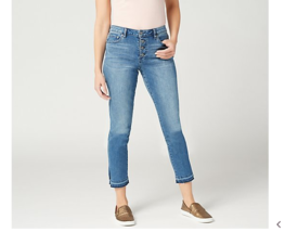 Vince Camuto Button Front High-Rise Split Leg Ankle Jean - Spectrum Blue... - £53.32 GBP