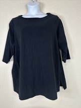 Jessica London Womens Plus Size 26/28 (3X) Black Boat Neck T-shirt 3/4 Sleeve - £13.34 GBP