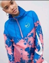 NIKE &quot;Have A NIKE DAY&quot;  Womens Pink &amp; Blue Tie Dye Windrunner Jacket Size XL  - £29.94 GBP