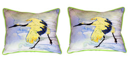 Pair of Betsy Drake Yellow Crane Large Indoor Outdoor Pillows 16x20 - £71.21 GBP