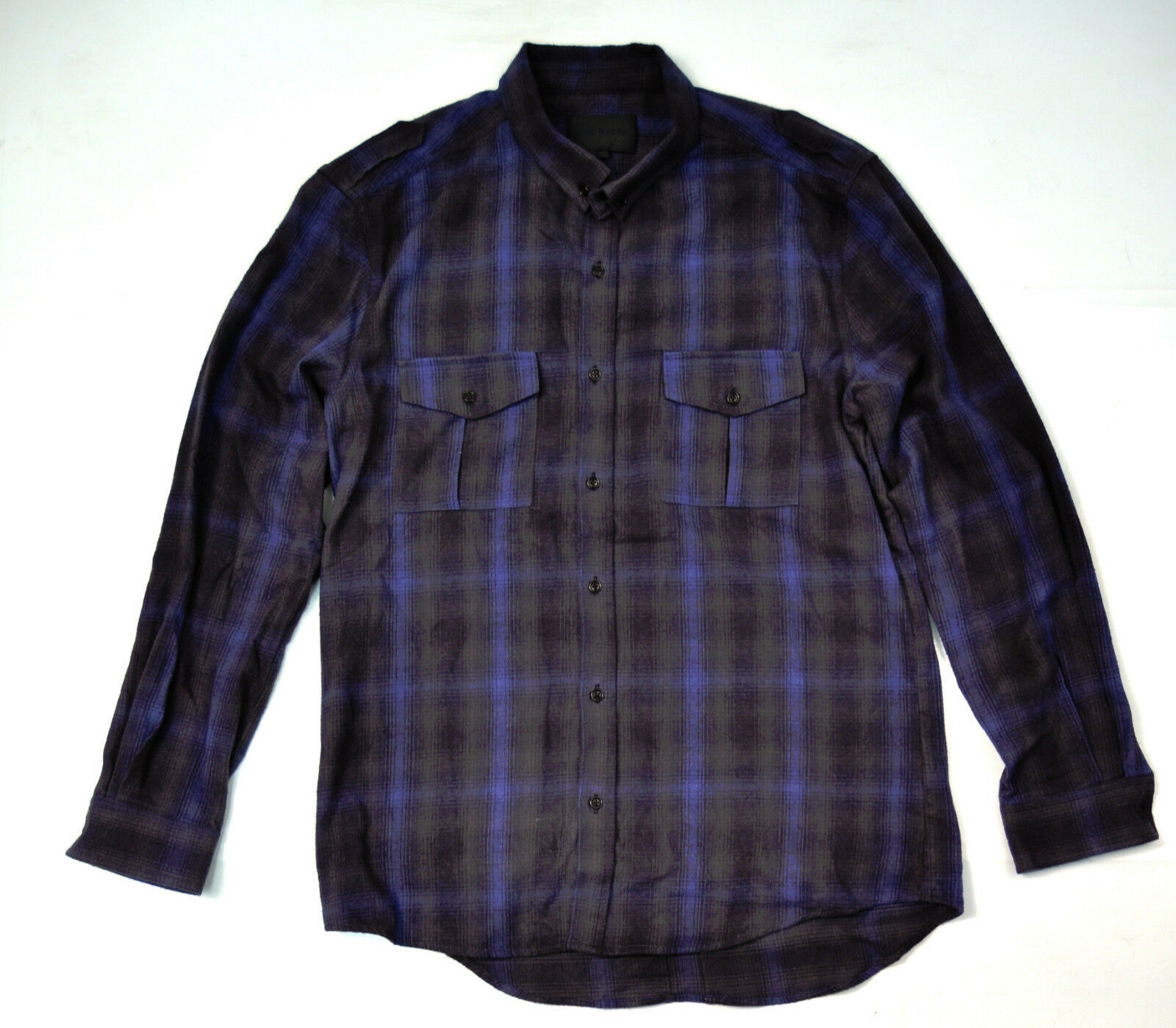 Idol Radec Blue Grey Plaid LS Button Flannel Shirt XL X-Large Item image 5