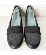 ECCO Women’s Comfort Slip-On Flats 9.5/41 Black Fabric Almond Toe Shoes - $46.69 CAD