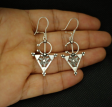 Moroccan Earring Silver Berber Handmade Filigree Dangle Tazerzit Tuareg ... - $546.94 MXN
