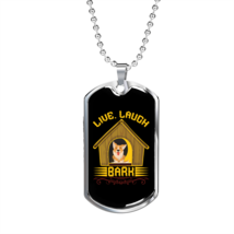 Live Laugh Bark Yellow Necklace Stainless Steel or 18k Gold Dog Tag 24&quot; Chain - £37.53 GBP+