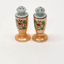 Salt and Pepper Shakers Porcelain Floral Design Lusterware Vintage 2.75&quot;... - $7.89