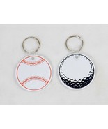 Lot of 12 Key Rings w/2” Round, Flat, Sturdy Vinyl Fob, Baseball of Golf... - $9.95