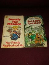 2 Vintage Cartoon Paperback Books Dennis The Menace &amp; Beetle Bailey VTG - £12.69 GBP