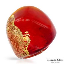 MURANO GLASS Made in Italy Brand New Cocktail Ring in 24K Two tone Muran... - £25.57 GBP