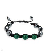  Brand New Bracelet With Genuine Crystals Crafted in Green Enamel and Bl... - £21.89 GBP