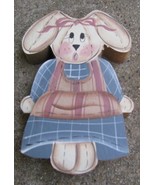 709RB-Girl Rabbit Shelf Sitter Blue Wood Hand Painted  - £3.11 GBP