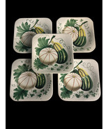 I. W. Co Italy Set Of 5 Square Plate Squash Vegetables on The Vine 7.25&quot; - $77.32 CAD