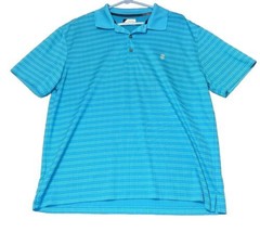 IZOD Golf Polo Shirt Blue Striped Mens Size Large Short Sleeve Casual Button - $9.50