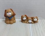 Loving Family Dollhouse Dog trio puppies brown blue eyes collar - $9.89