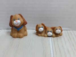 Loving Family Dollhouse Dog trio puppies brown blue eyes collar - $9.89