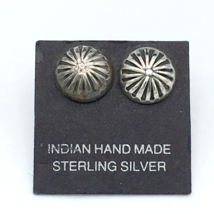 NATIVE AMERICAN sterling silver earrings - NEW small stamped domed concho studs - £17.58 GBP