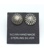 NATIVE AMERICAN sterling silver earrings - NEW small stamped domed conch... - £17.20 GBP