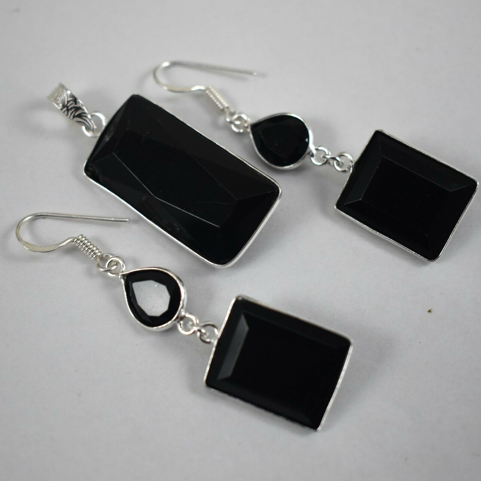 Primary image for 925 Sterling Silver Onyx Gemstone Handmade Necklace Earrings Women Gift SET-1015