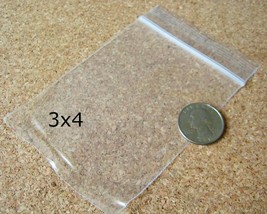 60 3&quot;x4&quot; x 2 mil Clear ZIPPER Poly BAGS reclosable PLASTIC Zipper Lock S... - $17.33