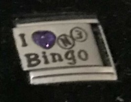 I Purple Heart Love Bingo N 3 Laser Wholesale Italian Charm Link 9MM K2022BG5 - £8.96 GBP