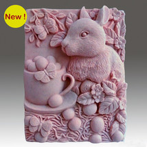 Silicone Mold, Bunny Cup-Detail of high relief sculpture,plaster mold, soap mold - £19.27 GBP