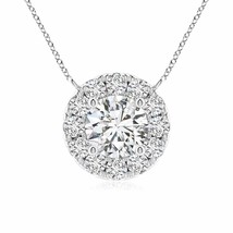 ANGARA Round Diamond Pendant Necklace with Halo in 14K Gold (HSI2, 0.62 Ctw) - £1,121.22 GBP