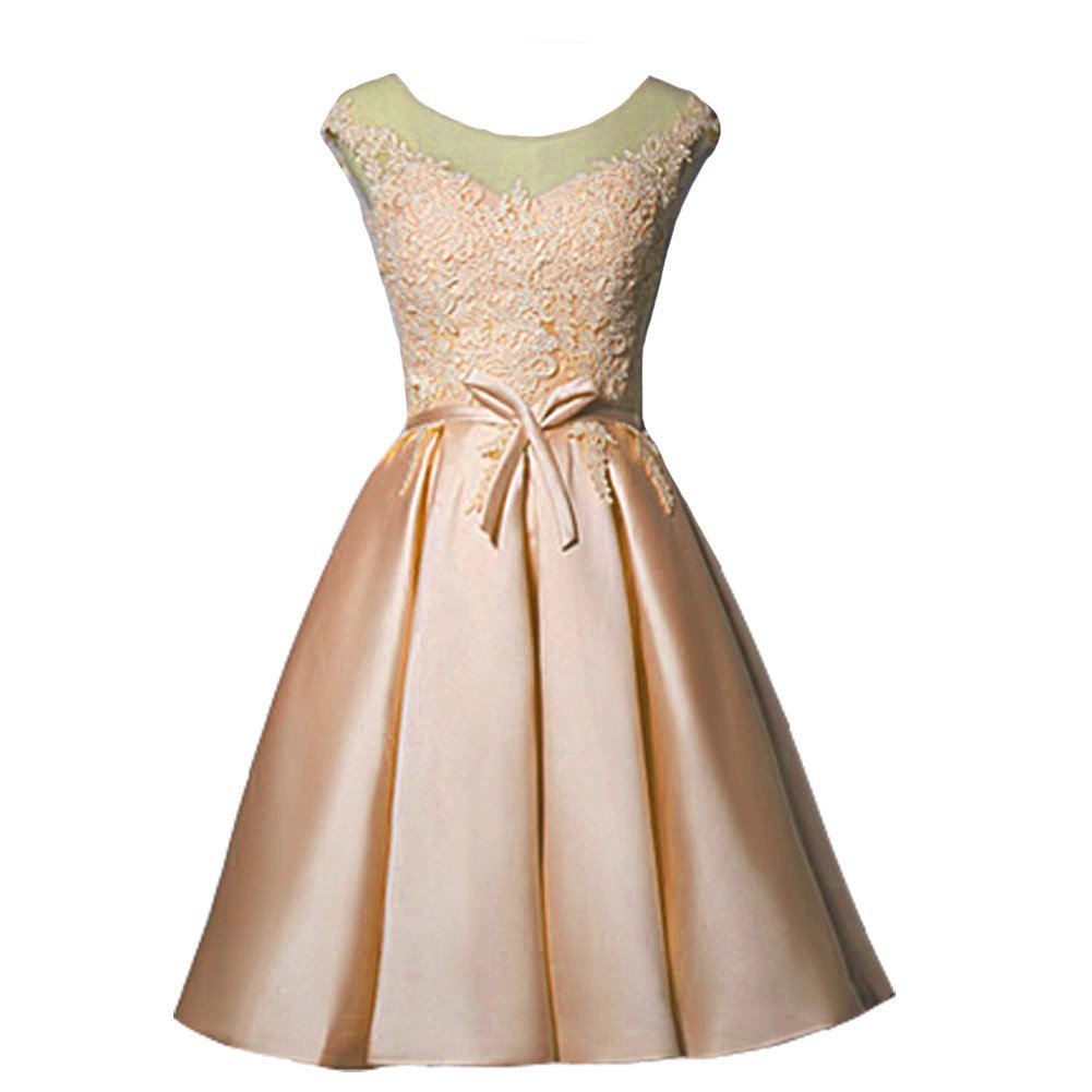 Kivary Lace Sheer Bateau Short Plus Size Sash Prom Homecoming Dresses Cocktail G