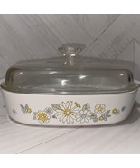 Vintage Corning Ware Daisy A-10-B Casserole Dish w/Pyrex lid 10&quot; x10&quot;x 2... - £25.02 GBP