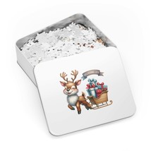 Jigsaw Puzzle in Tin, Christmas, Reindeer, Personalised/Non-Personalised, awd-21 - £28.22 GBP+